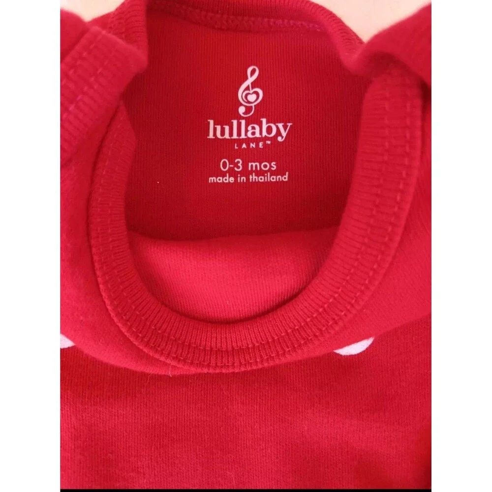 Shirt 0 To 3 months new Lullaby Lane Red Holiday Long Sleeve infant baby